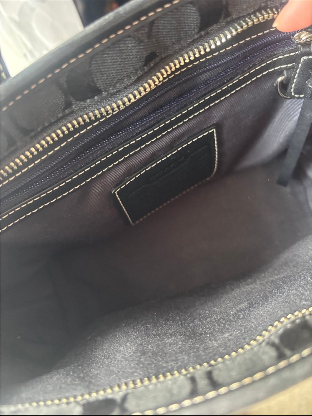 Coach Vintage Black Signature Canvas Tote with Leather Accents - Picture 3 of 4
